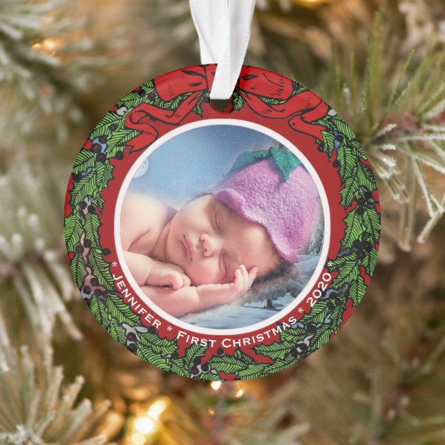 Bébé premier Noël mignon ornement photo (Arbre)