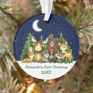 Bébé Première forêt de Noël Animaux Bow rouge