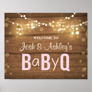 Bébé Q Coed BBQ Baby shower Affiche de bienvenue R