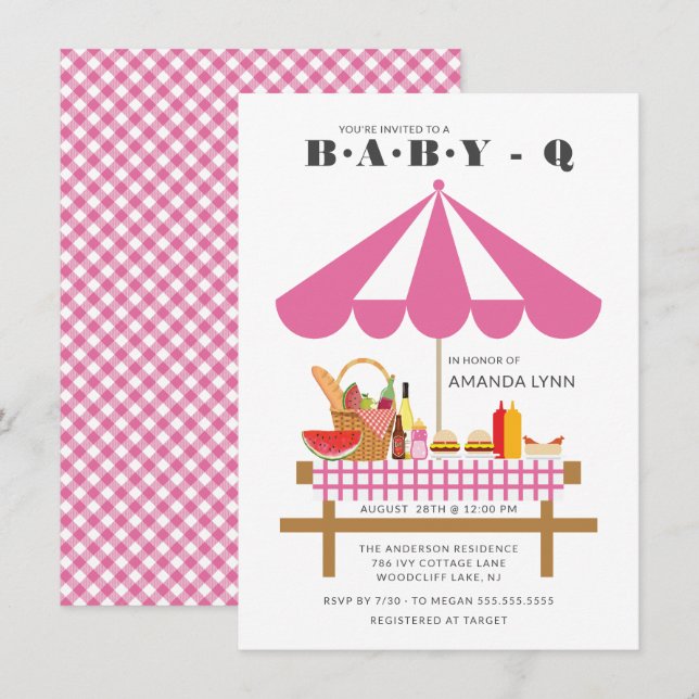 Bébé Q Filles Baby shower Invitation (Devant / Derrière)