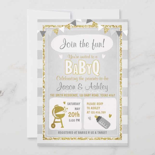 Bébé Q invitation Coed BBQ Baby shower Invitation  (Devant)
