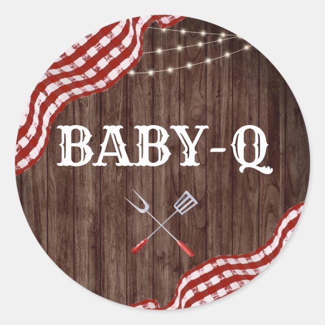 Bébé-Q Jardin BBQ Couples Douche Faveurs Stickers (Devant)