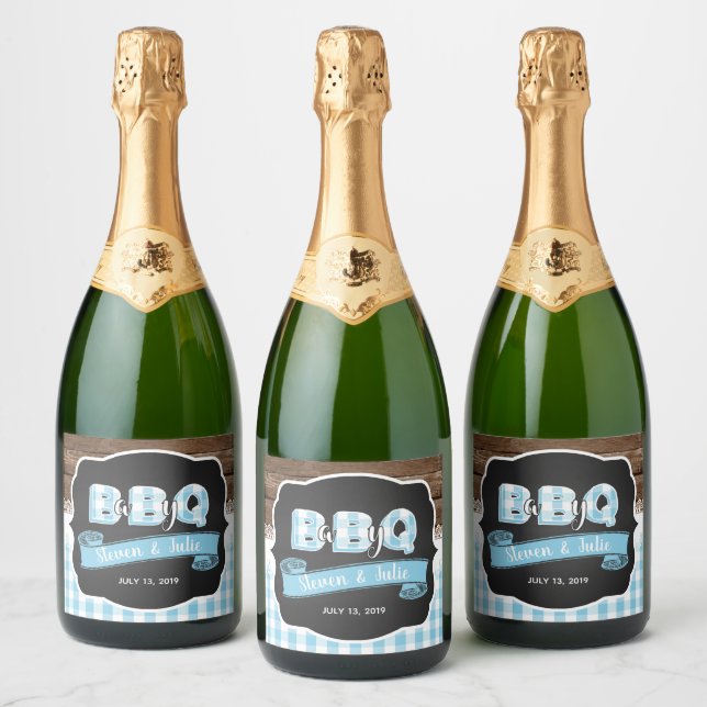 Bébé Q Sparkling Vin Étiquette - Bébé bleu (Bouteilles)