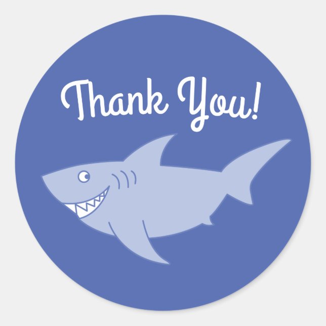 Bébé Requin 1er Anniversaire Sticker Merci (Devant)