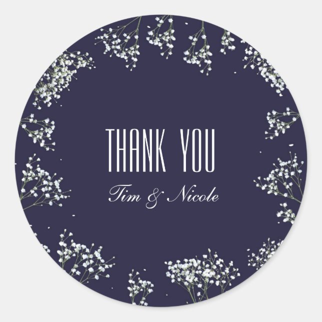 Bébé Respiration & Bleu Stickers Mariage floral (Devant)