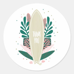 Bébé rose à bord Sticker rond Merci classique