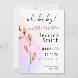 Bébé rose en fleur Invitation Baby shower