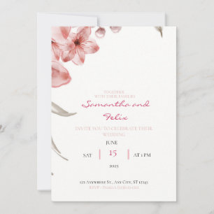 Bébé rose et vert Faire-part de mariage florale