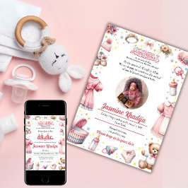 Bébé rose fille Faire-part de naissance islamique