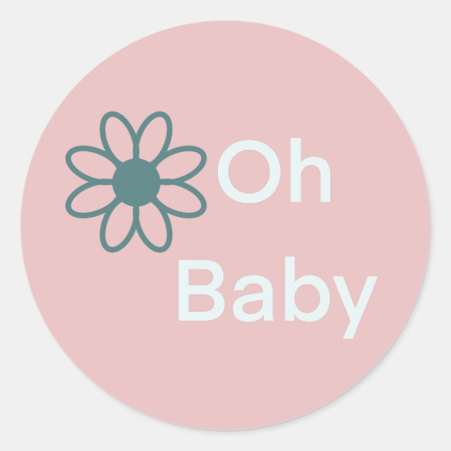 Bébé rose floral marguerite classique rond Sticker (Devant)