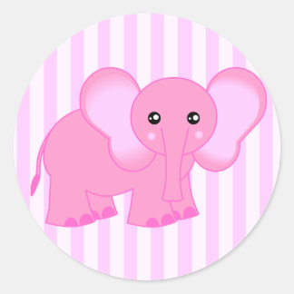 Bébé rose mignonne Stickers rayés Eléphant