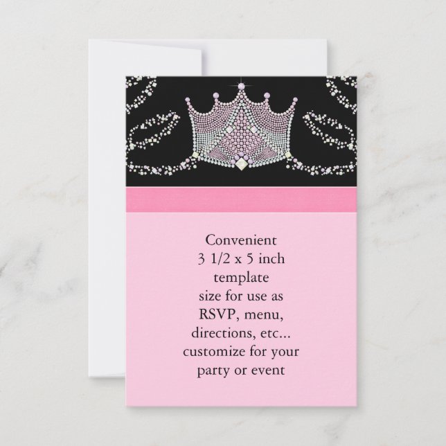 Bébé rose noir Princesse Baby shower RSVP (Devant)