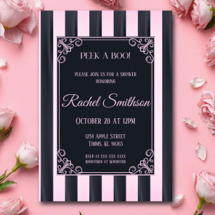 Bébé rose rayé fille douche Invitation