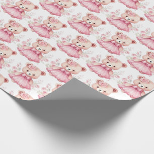 Bébé rose Teddy Bear Papier cadeau
