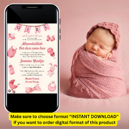 Bébé rose vêtement fille Faire-part de naissance m