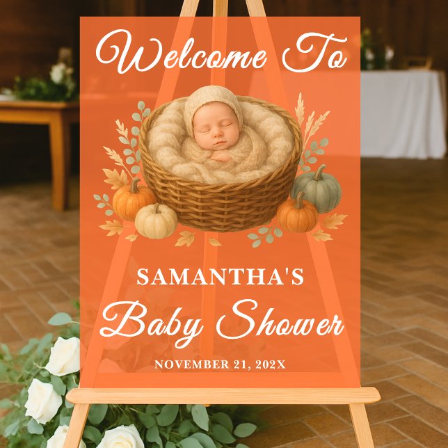 Bébé rustique dans le panier Baby shower d'automne (Créateur téléchargé)