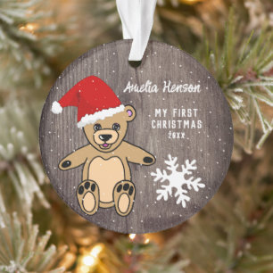 Bébé`s premier Noël Bois Teddy Ours Père Noël