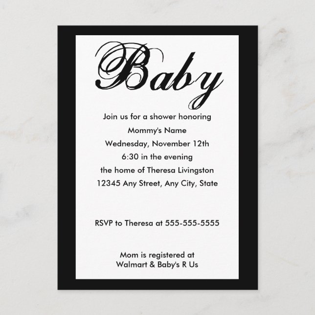 Bébé Script Baby shower Invitation Blanc (Devant)