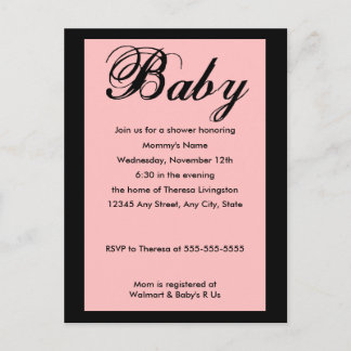 Bébé Script Baby shower Invitation rose