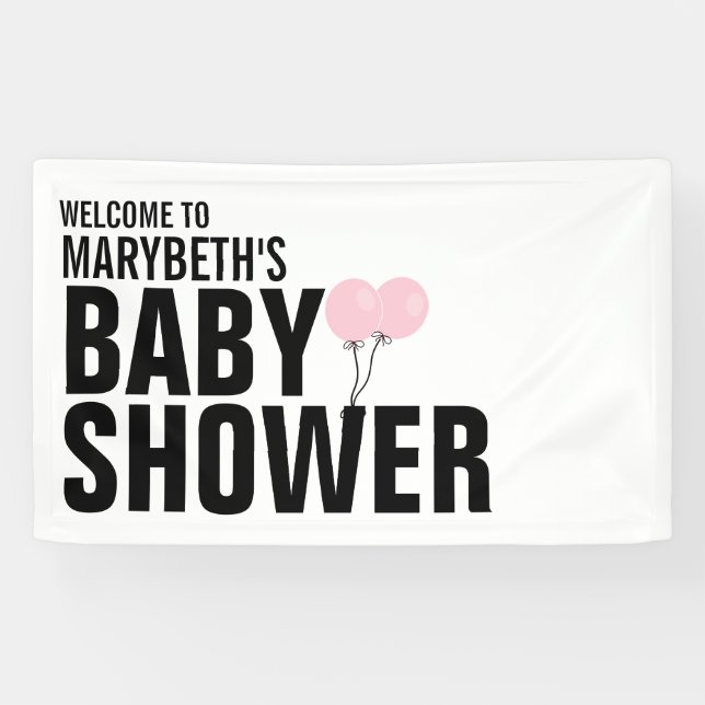 Bébé simple Baby shower rose Bannière (Horizontal)