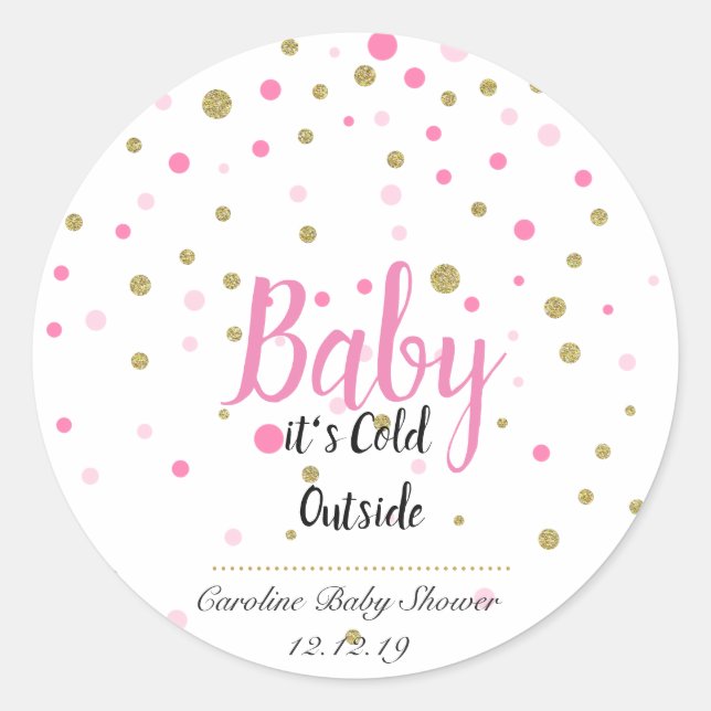 bébé son froid à l'extérieur autocollants - rose (Devant)