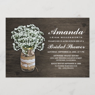Bébé souffle Burlap nuptiale douche Invitations