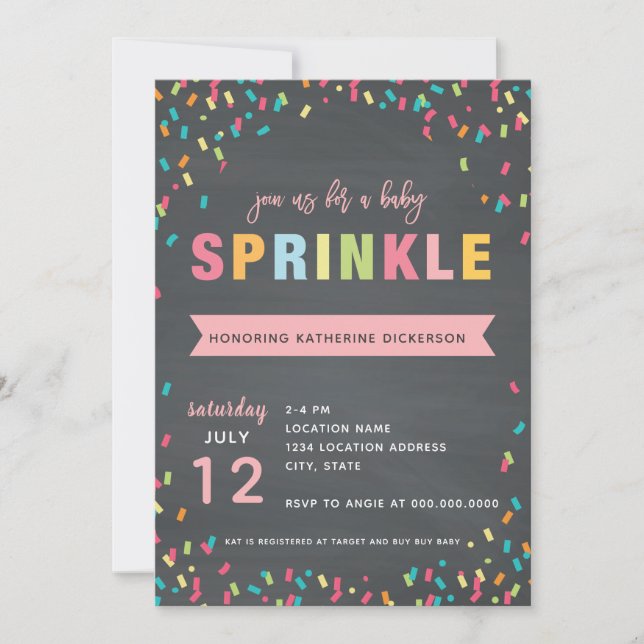 Bébé Sprinkle Douche Invitation Rose Girl (Devant)