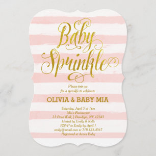 Bébé Sprinkle Invitation Fille Rose Or Blanc