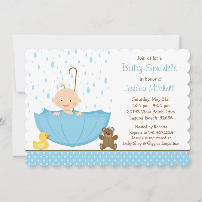 Bébé Sprinkle Shower Invitation pour garçon (Devant)