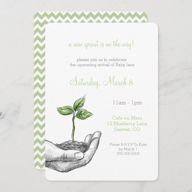 Bébé Sprout Shower Invitation (Devant / Derrière)