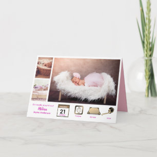 Bébé STATS FILLES FAIRE-PART DE NAISSANCE PHOTO CO