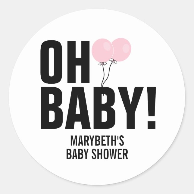 Bébé Sticker Baby shower simple rose (Devant)
