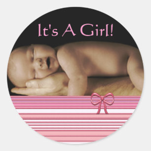 Bébé Stickers Fille avec votre photo bébé