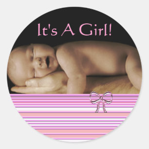 Bébé Stickers Fille avec votre photo bébé