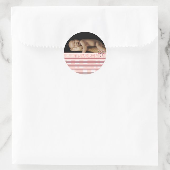 Bébé Stickers Fille avec votre photo bébé (Sac)