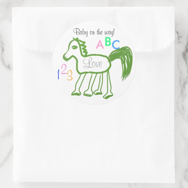Bébé sur le chemin Cheval Vert ABC 123 Stickers (Sac)