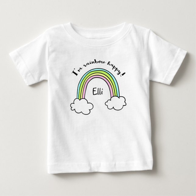 Bébé T-shirt arc-en-ciel personnalisé pour enfants (Devant)