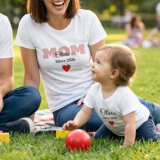 Bébé T-shirt assorti personnalisé pour famille, maman,