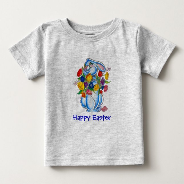 Bébé T-shirt bleu de Pâques de lapin pour les (Devant)
