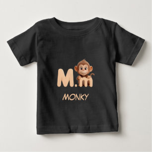 Bébé T-shirt éducatif pour enfants Singe Lettre M   Upp
