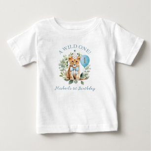 Bébé T-Shirt floral pour l'anniversaire du garçon lion 