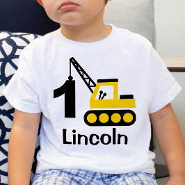 Bébé T-Shirt Grue de Construction pour le 1er Anniversa