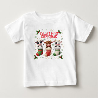 Bébé T-shirt personnalisé de Noël pour le premier veau 
