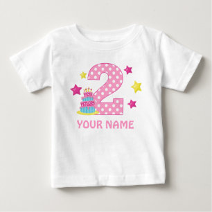 Bébé T-shirt personnalisé pour la fille au gâteau du 2e