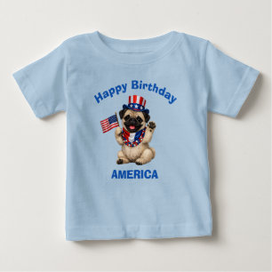 Bébé T-Shirt pour enfant Pug Puppy (2g) Patriotique