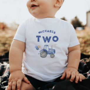 Bébé T-Shirt pour le 2ème anniversaire Tracteur Bleu
