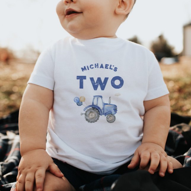 Bébé T-Shirt pour le 2ème anniversaire Tracteur Bleu (Créateur téléchargé)