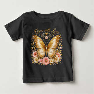 Bébé T-shirt pour tout-petit fleur de papillon doré Gro