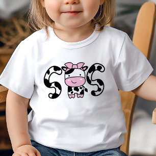 Bébé T-Shirt Vache pour Soeur Fille Enfant Anniversaire
