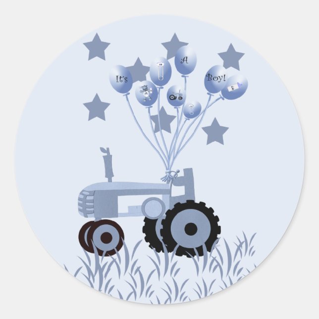 Bébé Tracteur bleu avec Stickers Ballons (Devant)
